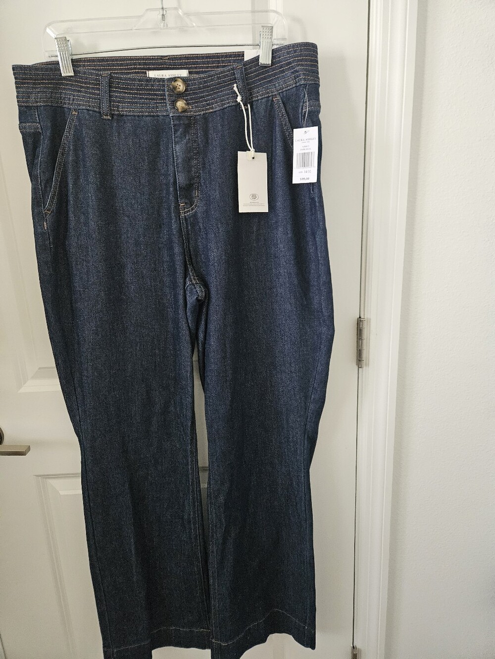 NWT Laura Ashley $99 Womens 14/32 Bond Bootcut Dark Blue Jeans